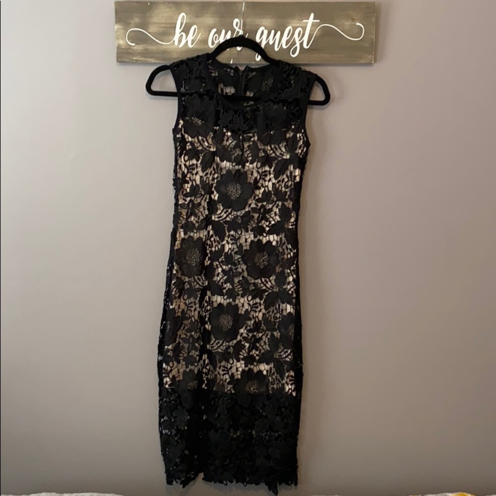 Black and Tan laced cocktail dress